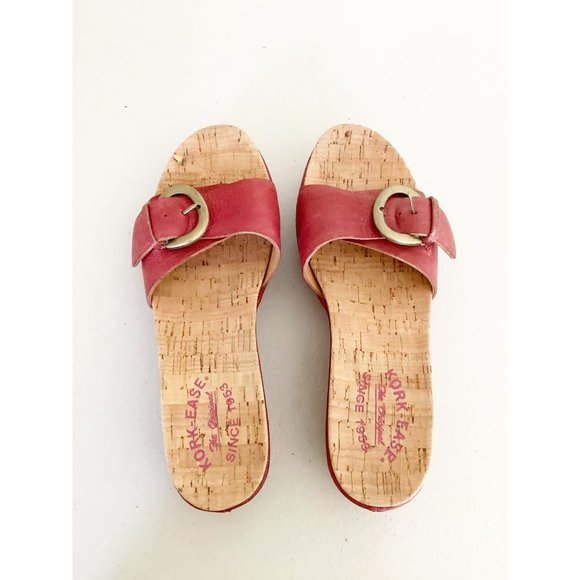 KorkEase Shoes Kork Ease Red Buckle Slip On Wedge Sandals 7 Poshmark